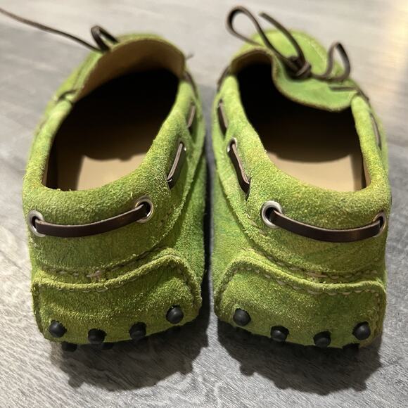 Etro Milano Green Suede Driving Shoes Paisley Bow Tie Loafer Slip Ons RARE Sz 42 - Picture 2 of 8
